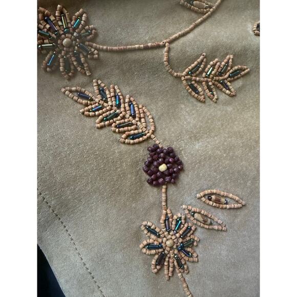 Margaret Godfrey vintage lined suede beaded floral pants women’s 12 - Picture 10 of 11